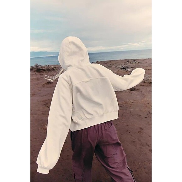 Free People FP Movement Side Line Zip Hoodie Jacket Top Ribbed White XS 281989 - Picture 3 of 10